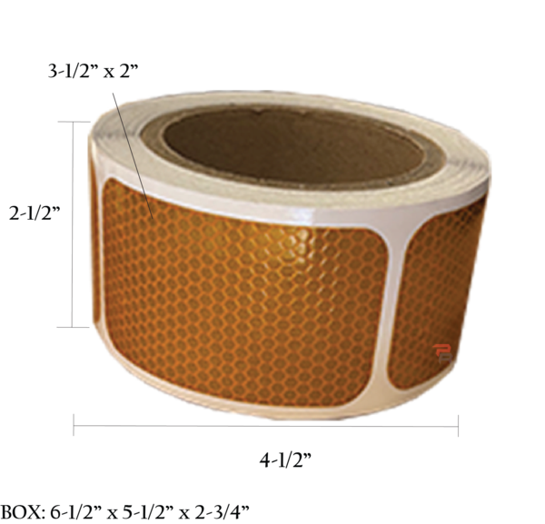 Reflective Sticker - Amber 3-1/2