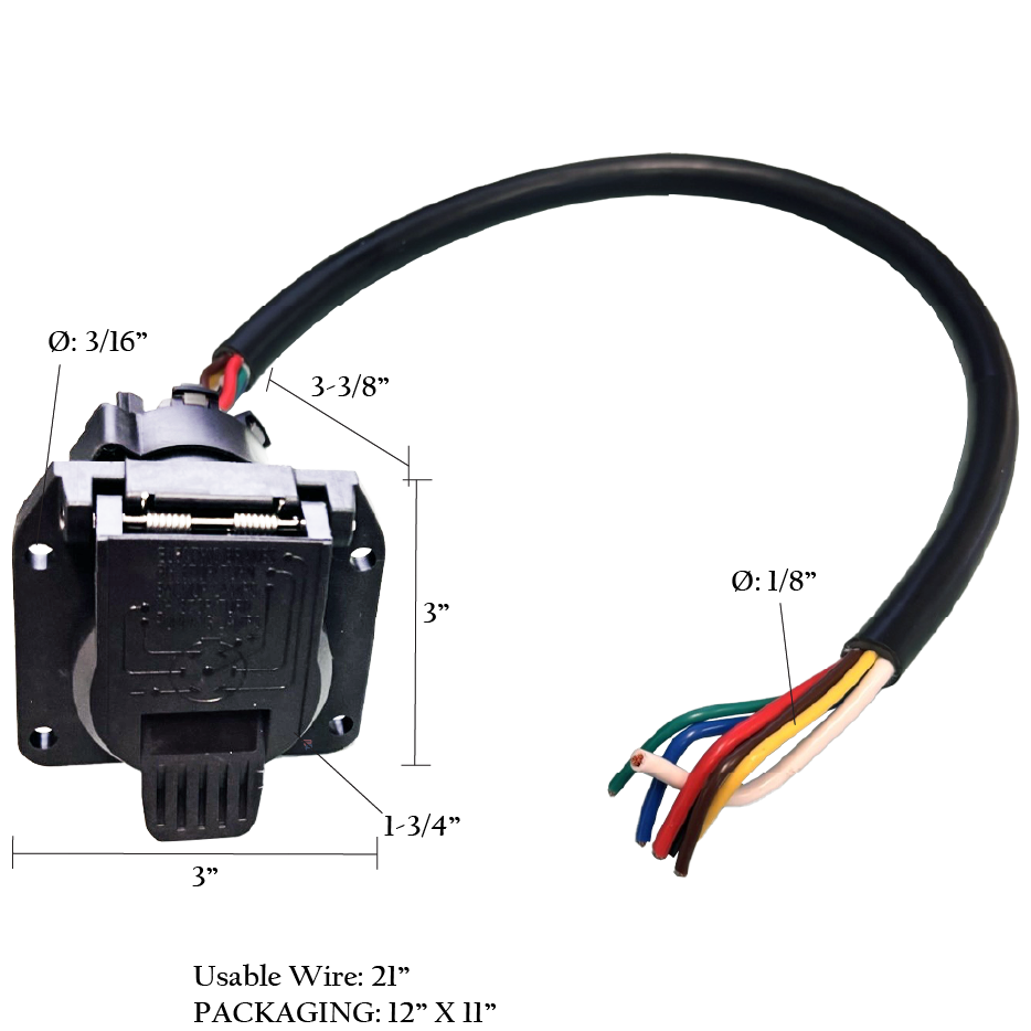 7-WAY RECEPTACLE W/ REMOVABLE PLUG